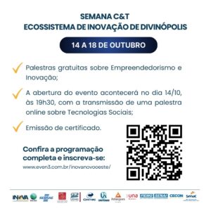 Semana de palestras sobre tecnologia e empreendedorismo tem inicia nesta segunda-feira